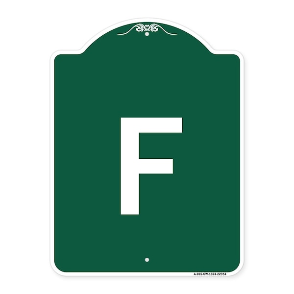 Signmission Designer Series Sign-Sign W/ Letter F, Green & White Aluminum Sign, 18" x 24", GW-1824-22954 A-DES-GW-1824-22954 - main